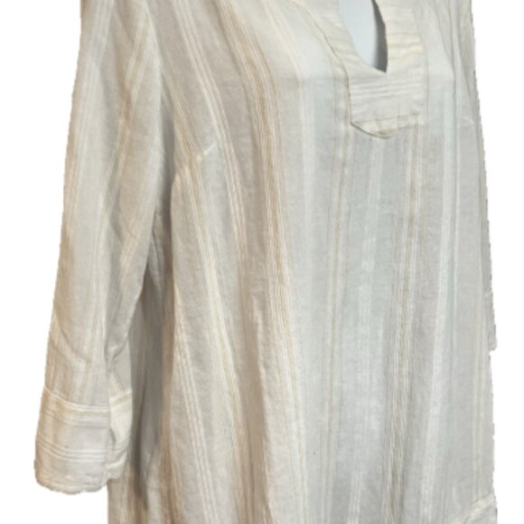 Merona Ladies Large Dual Color 3/4 Sleeve V Neck Cotton Blouse - Picture 3 of 13